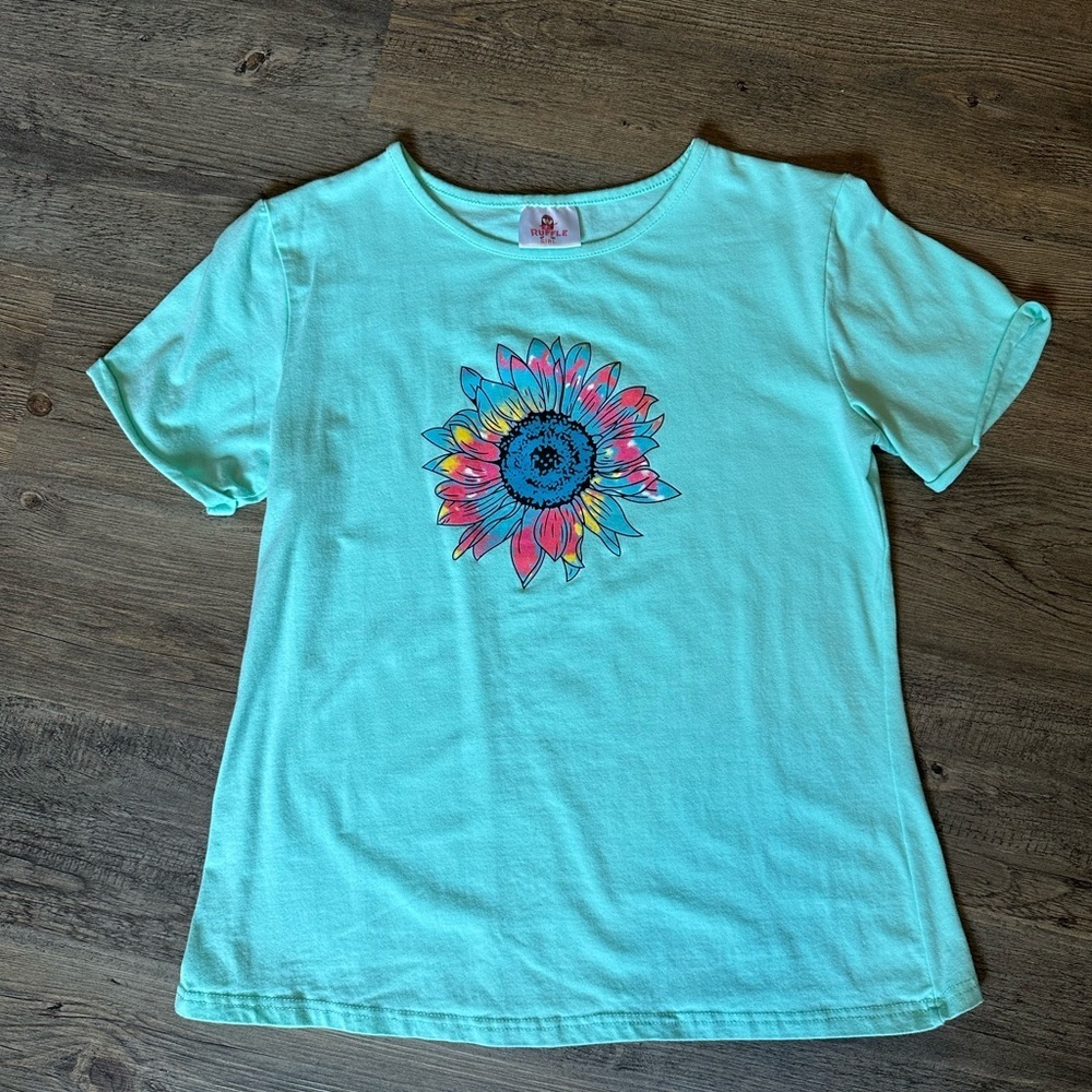 Women's Aqua Sunflower Tee